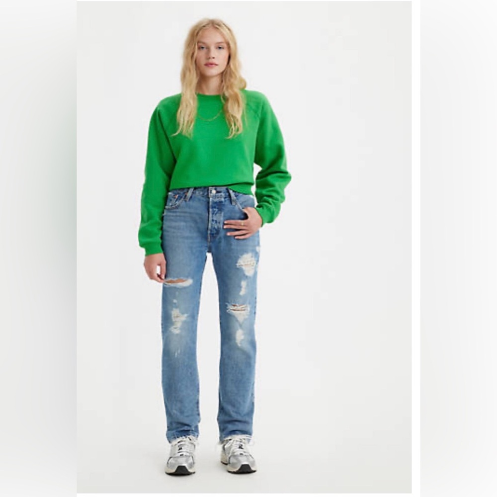 Levi's 501 Distressed Blue Straight Leg Jeans 29w x 32i